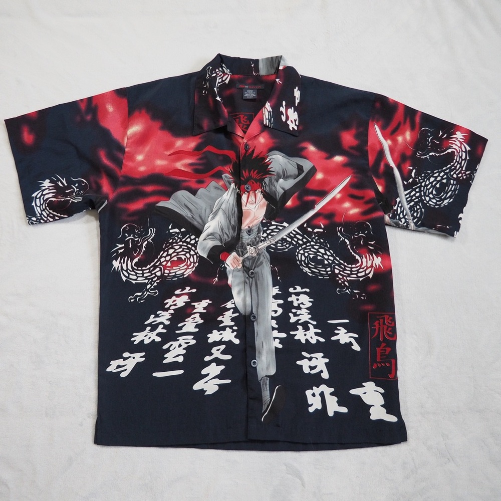 Rurouni Kenshin Manga Anime Sz M Button Up Shirt Men's